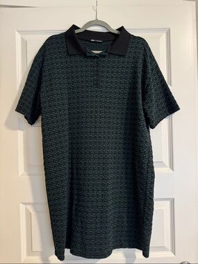 Zara Dark Green and Black Patterned Polo Dress